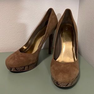 Via Neroli Suede Leather Snakeskin Pumps 7.5